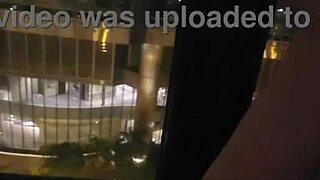 Masturbating in public by hotel window feels insanely wild!