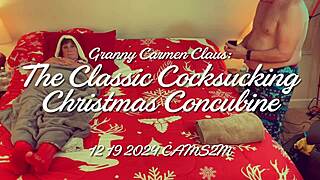 Granny Carmen Claus delivers intense cocksucking on Christmas