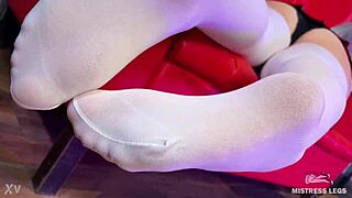 Goddess Teases with Big Booty and Feet in White Stockings!