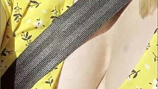 damn! wifey flashes perfect tits while driving in car part 2!