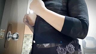 Horny Asian Stepmom Playing with Her Huge Natural Tits?