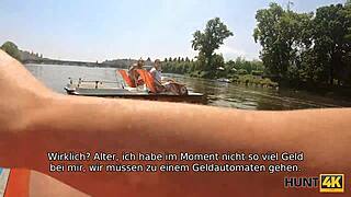 Curvy chick with juicy tits bangs stranger while boyfriend watches