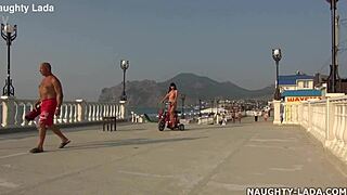 Naked Wife Rides Publicly Nude