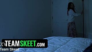 Stepson walks in on stepmom riding big dildo