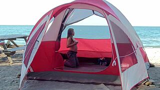 Wife Enjoys Beach Time with Guys