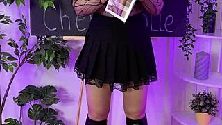 nylon club, slipping on fishnet tights for domination