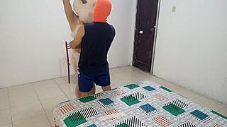 It's Halloween and I found a sexy bunny in the house! She looks like my stepmother, so I'm going to fuck her for wearing slutty lingerie!