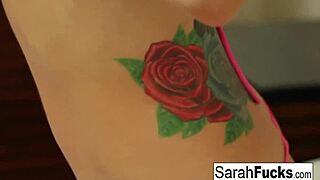 hottie sarah jessie with tattoos takes big black cock