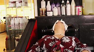 Oily milf Sara Jay twerking big ass with dildo for orgasm