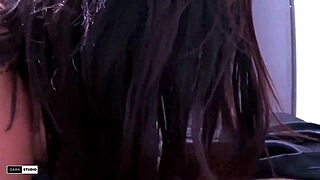 Latina babe in lingerie rides big cock with tattooed ass