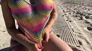 Beautiful Milf Shows Big Tits And Ass On Beach