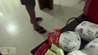 Wife orders snack, delivery guy eats her pussy and cums in mouth