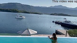 gorgeous monika fox swims naked in pool, teasingly