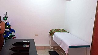 Wow, this nurse dresses as a business woman for Christmas, feeling slutty and fingering her juicy vagina in the doctor’s office! 😜