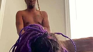 Purple dreadhead submits to rough dick pounding.