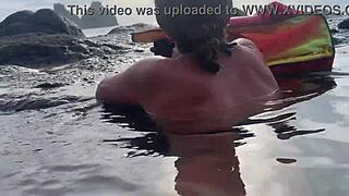 stranger cums for fish to eat right on the beach!