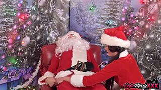 Milf Sofie Marie seduces Santa, rides dick.