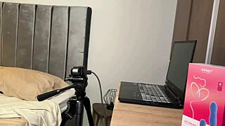 streamer angel cruz shows big boobs online with andrea castro's toys