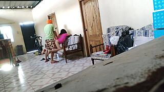 Stepmother resting on sofa gets nailed by stepson like a total whore!