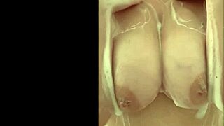 French Milf Caresses Big Tits in Shower!