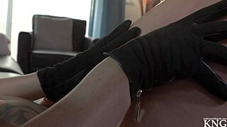 indian milf climaxes in gloves fetish masturbation!
