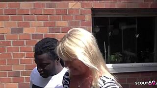 German Mature Hooks Up with Construction Worker Outdoors