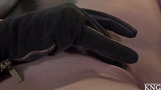 indian milf climaxes in gloves fetish masturbation!