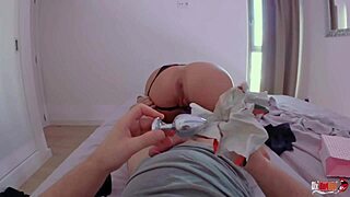 Stepmom gives stepson rough anal creampie for birthday