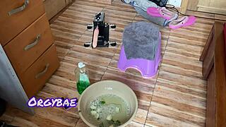 Ebony Wife Teases Cuckold in Lingerie