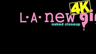 Adorable blonde beauty shows her sexy body on the sofa!