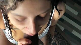 Big ass milf receives blowjob and fuck from young guy with monster cock