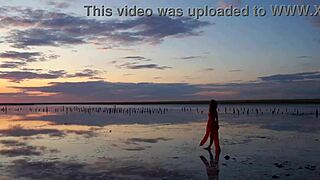 Walk On Red Sunset Of Elton Salt Lake