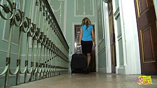 Blonde milf surprises brunette in orgasmic lesbian pussy licking