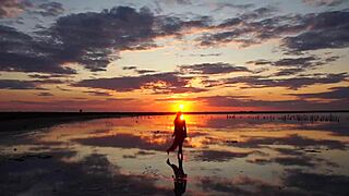 Walk On Red Sunset Of Elton Salt Lake