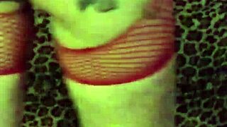 sexy milf with tattoos shakes ass outdoors in fishnets