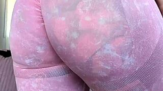 Milf Melody Radford Sheer Gym Leggings Close-Up