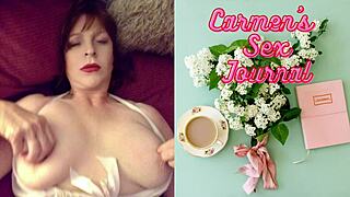 Hot metal granny's dildo session leading to orgasm