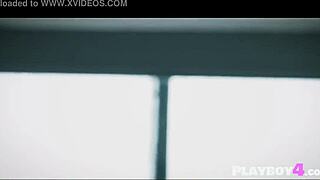 two hot girls intensely kissing and fingering in the kitchen