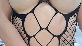 Latina milf intensely fucks huge ass with dildo