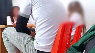 curvy blonde teacher tests students with body favors to pass the class!