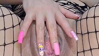 Latina milf intensely fucks huge ass with dildo