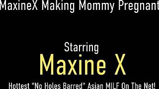 maxine x shoves a massive dildo deep into her tight pussy hole