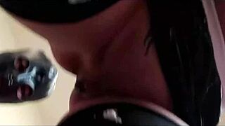 blindfolded latina milf deepthroating in latex with cum