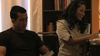 i'm an asian woman with big tits and a hairy bush who swallows cum in this scene