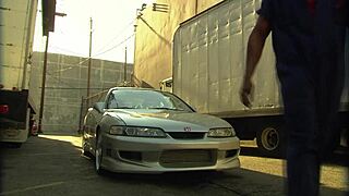 brunette milf licks monster cock outdoors before facial cumshot in heels