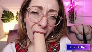 Sensual milf sucks dildo in steamy show with vibrator!