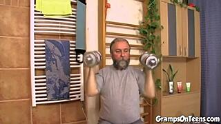 Can a Petite Teen Handle Grandpa's Hardcore Gym Fuck with Facial?