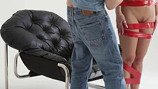 Blonde celebrity tied up backstage