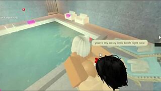 Milf Slut Bent Over Riding Monster Cock In Pool