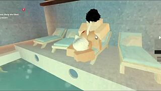 Milf Slut Bent Over Riding Monster Cock In Pool